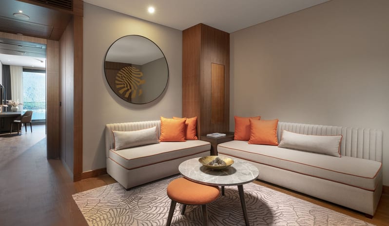 LUJO BODRUM FAMILY CORNER SUITE SEA VIEW LIVING ROOM